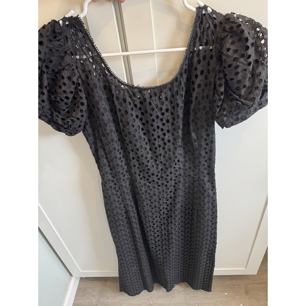 Jonathan‎ Logan 1960s Vintage Black Eyelet Dresss M